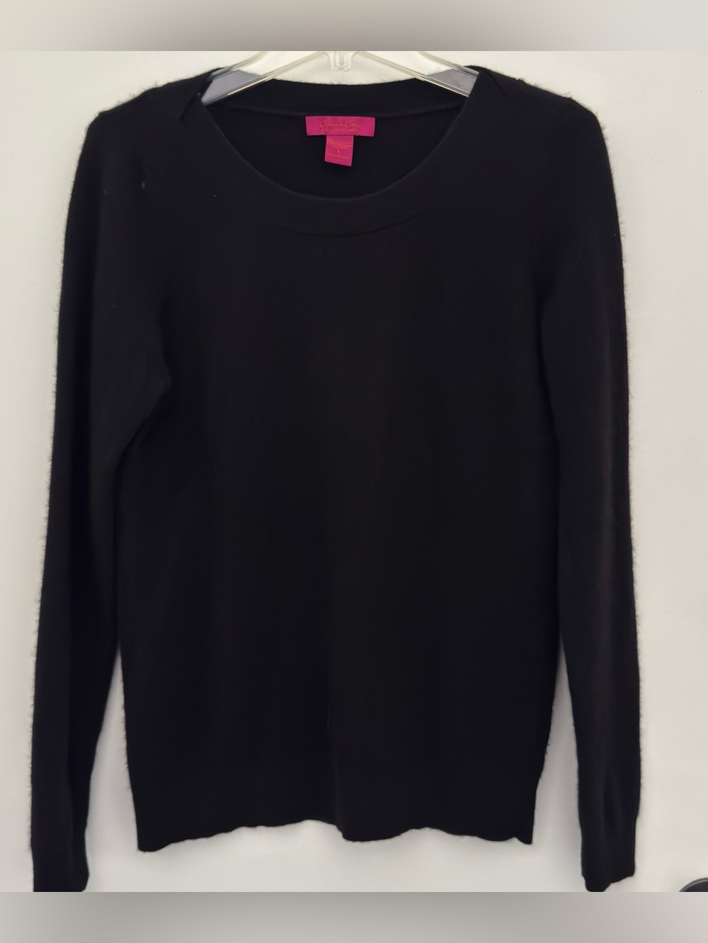 Women's Black Crewneck Sweater - Classic Lightweight Knit cowl neck preppy